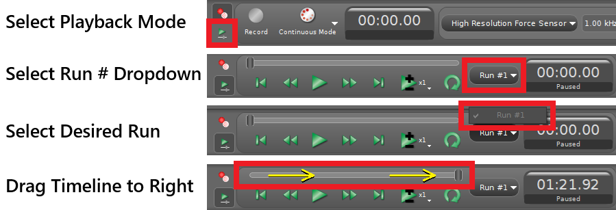 Process for returning to previous run in Capstone.