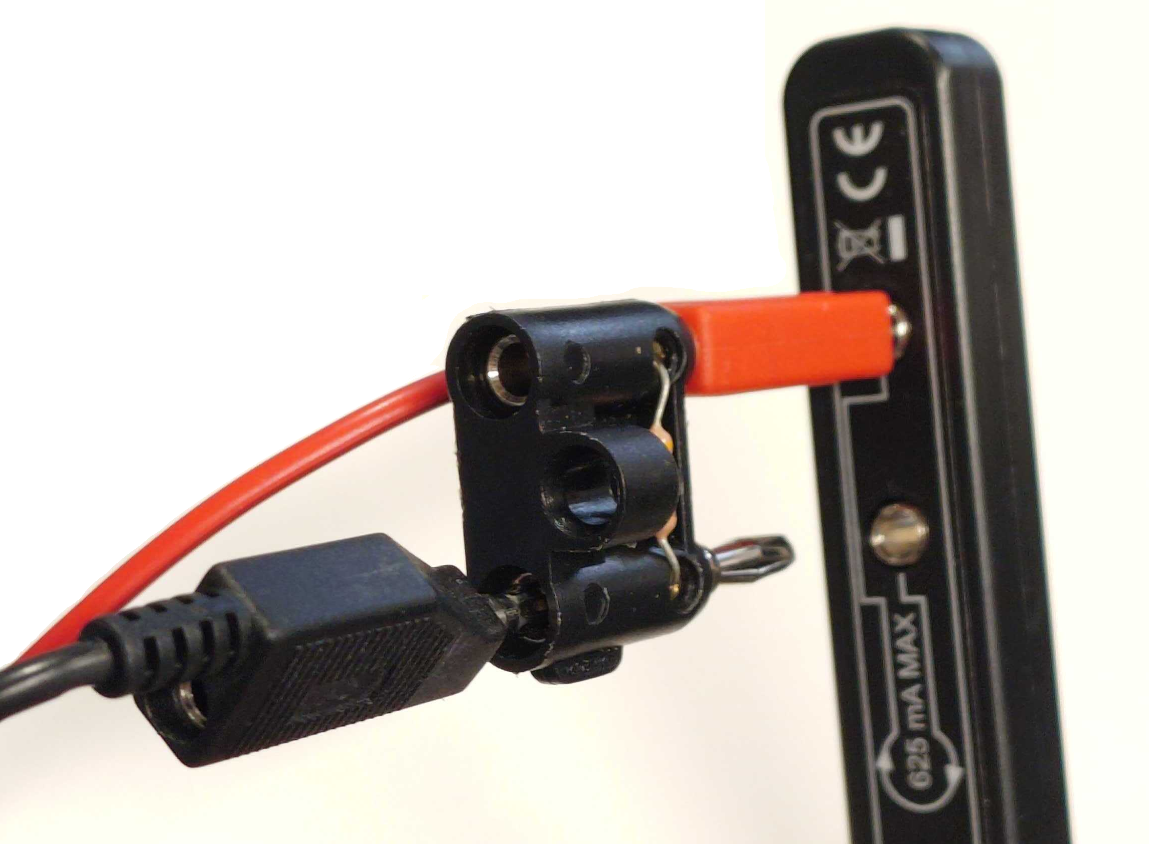 This picture shows the resistor half plugged-in.