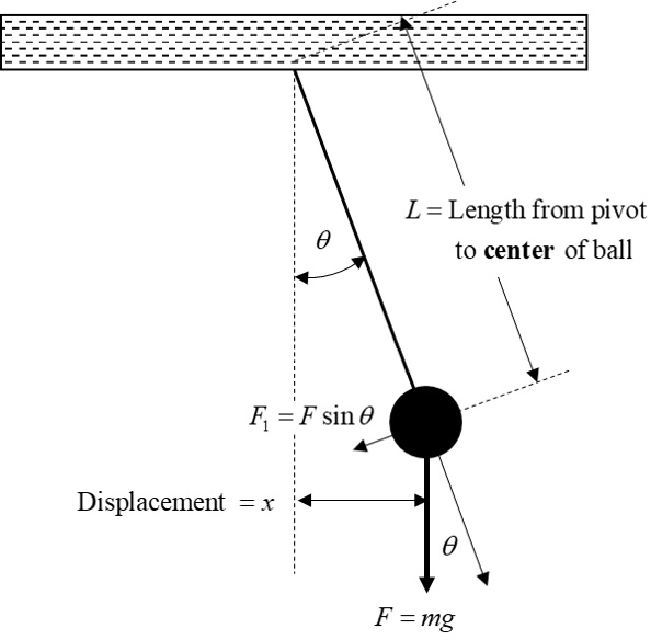 Force Diagram and variables used in the pendulum experiment.