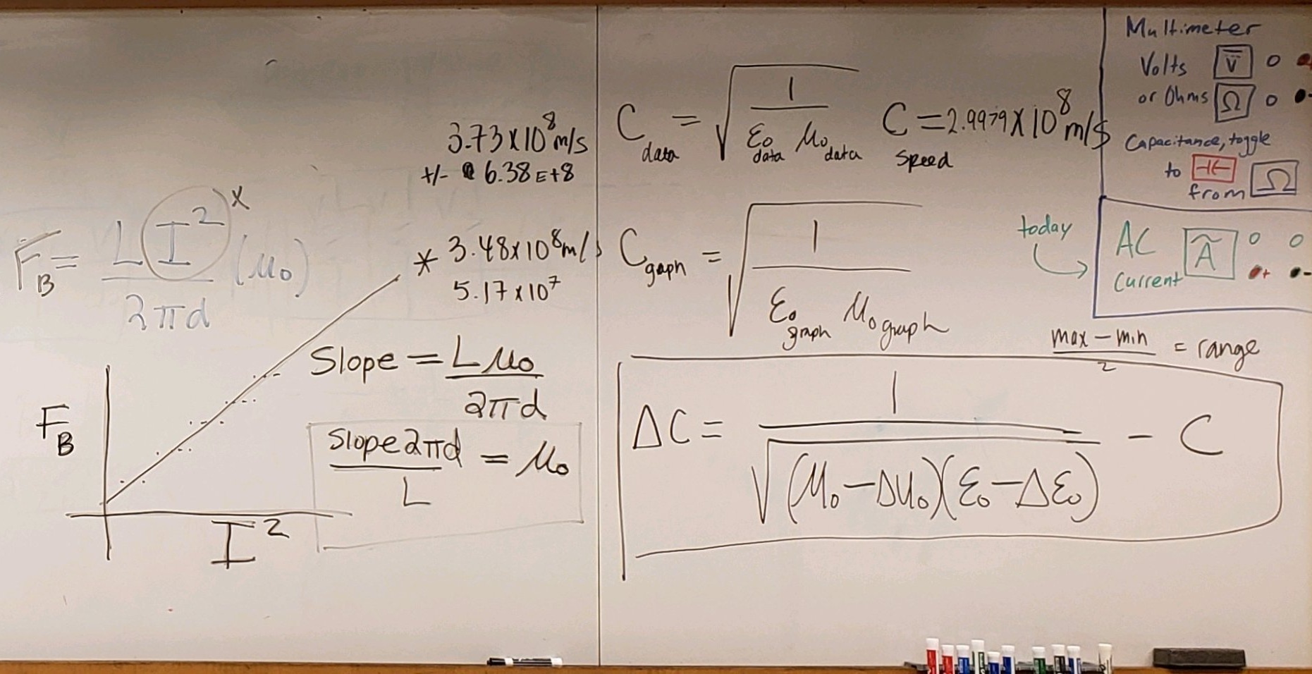 Plot notes; Speed of Light calculations.
